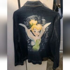 Disney Studios Tinkerbell Blue‎ Denim Jean Jacket Size XL Y2K 2000s Grafitti